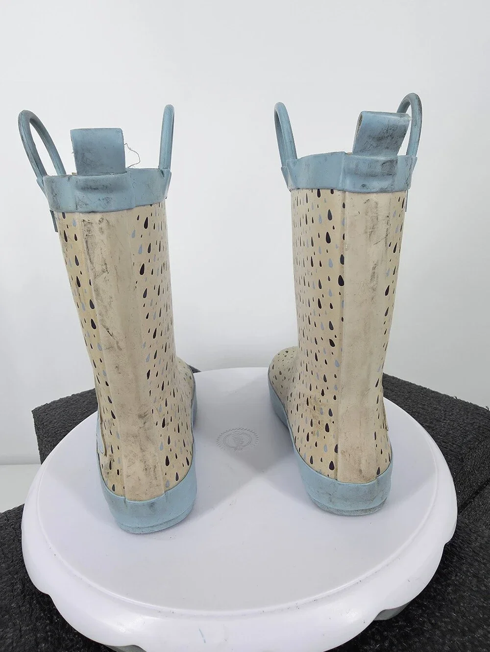 Bluey & Bingo Toddler Kids Rain Boots Size 11 Blue Yellow Raindrops Ludo Studio
